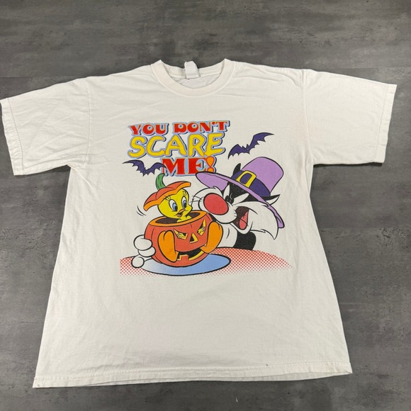 Looney Tunes Other - Vintage Looney Tunes T-Shirt Unisex L You Don't Scare Me White Halloween EUC